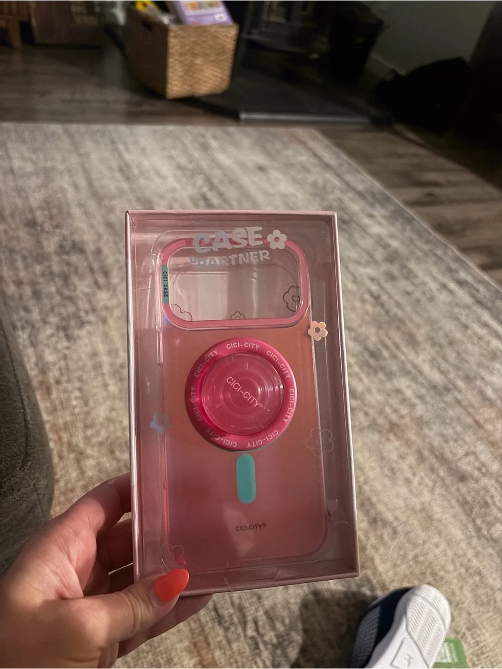 Pink Phone Case with Ring Grip - Compatible Cell Phone Accessory